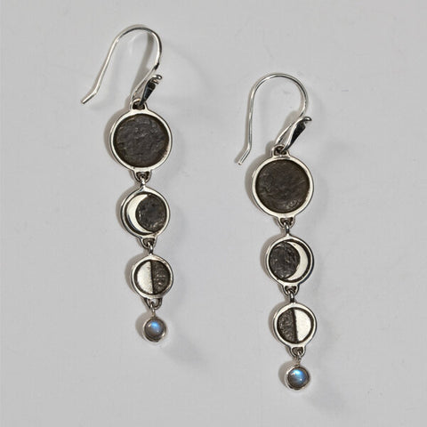 Sterling Silver Phases of the Moon Earring