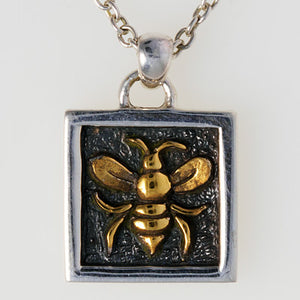 Sterling Silver Small Bee with 18k Gold Plate accent Necklace