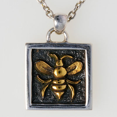 Sterling Silver Small Bee with 18k Gold Plate accent Necklace