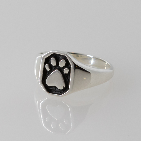 Sterling Silver Paw Signet Ring