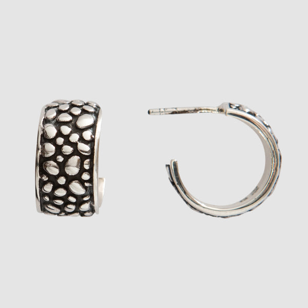 Sterling Silver Granulated Huggie Earring