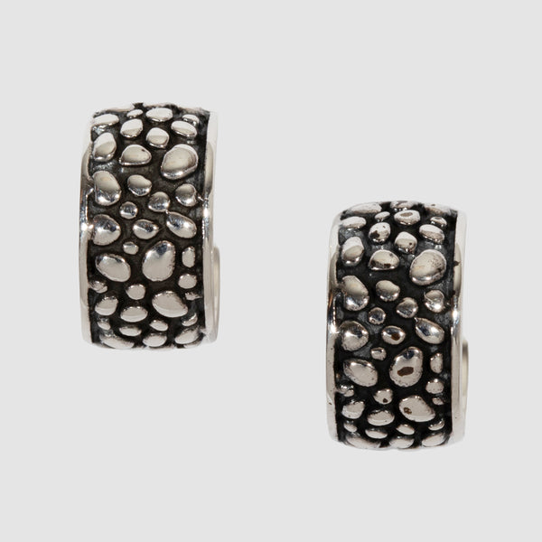Sterling Silver Granulated Huggie Earring