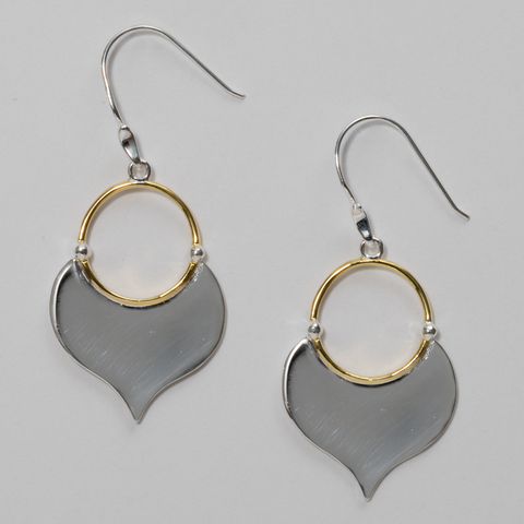 Sterling Silver Lotus Petal with 18k Gold Plate accent Earring