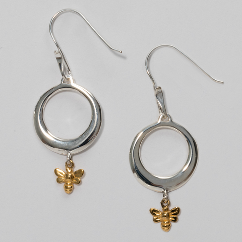 Sterling Silver with 18k Gold Plate accent Hoop Earring