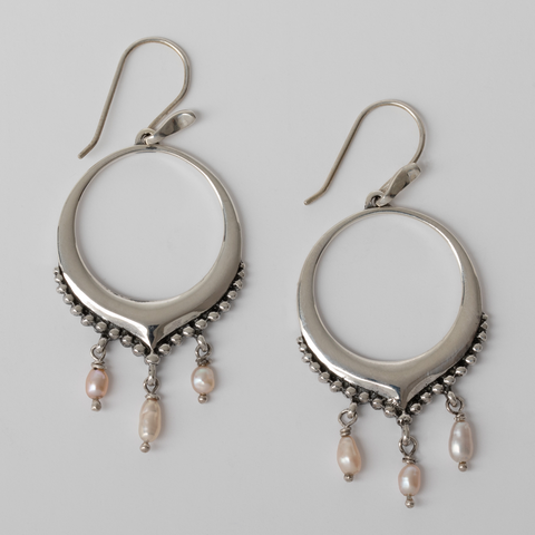 Sterling Silver Earring with Dangling Pearls or Gems Earring