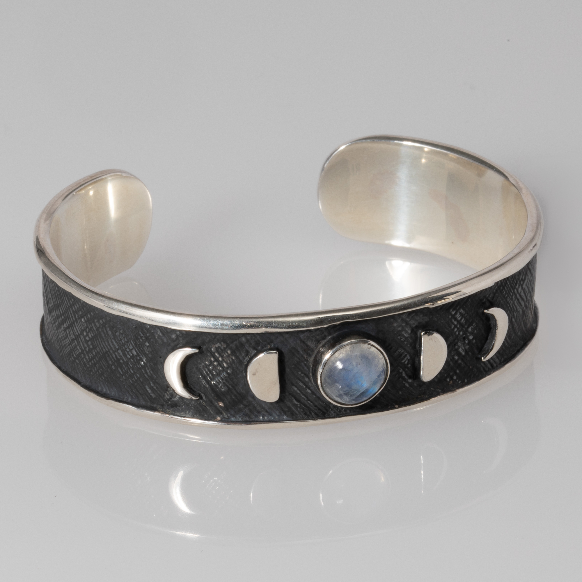 Sterling Silver Phases of the Moon Cuff Bracelet