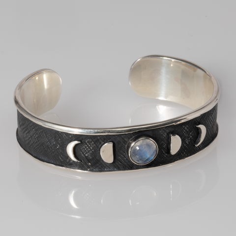 Sterling Silver Phases of the Moon Cuff Bracelet