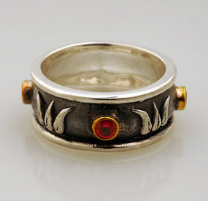 Sterling Silver with 18k Gold Plate accent Lotus Band
