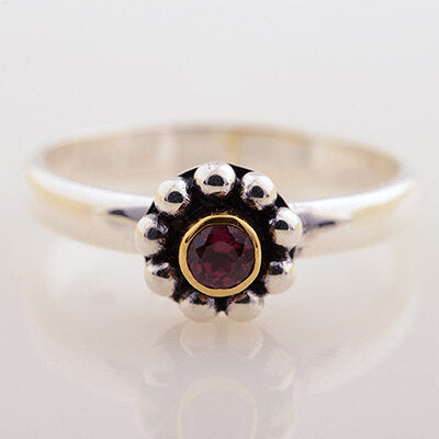 Sterling Silver with 18k Gold Plate accent Flower Ring