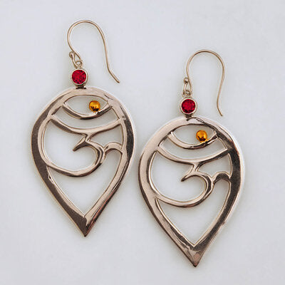 Sterling Silver with 18k Gold Plate accent Open Om Earring