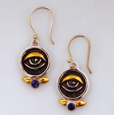 Sterling Silver with 18k Gold Plate accent Eye Chakra Earring