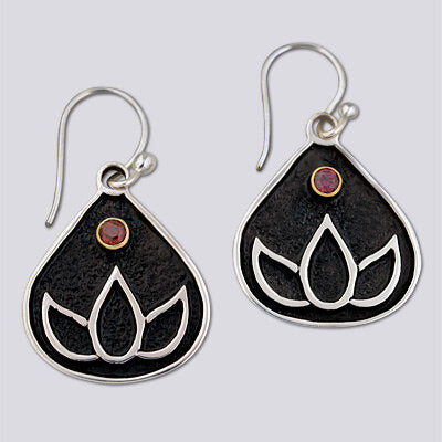 Sterling Silver with 18k Gold Plate accent Blooming Lotus Earring