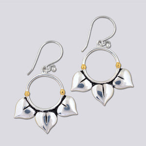 Sterling Silver with 18k Gold Plate accent Three Petal Earring