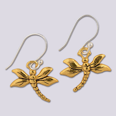Sterling Silver with 18k Gold Plate accent Dragonfly Earring