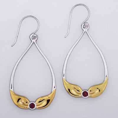Sterling Silver with 18k Gold Plate accent Teardrop Earring