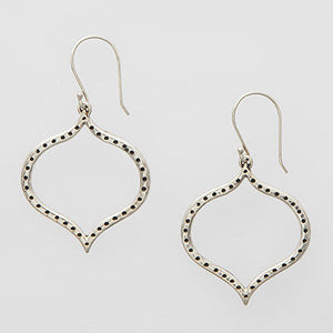 Sterling Silver Open Lotus Leaf with Oxidized Detail Earring