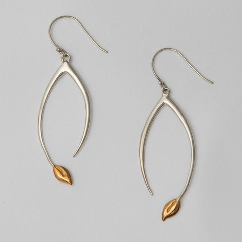 Sterling Silver with 18k Gold Plate accent Branch Earring