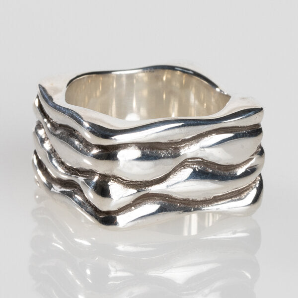 Sterling Silver Square Wave Ring
