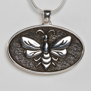 Sterling Silver Oval Bee Pendant