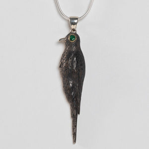 Sterling Silver with 18k Gold Plate accent Raven Pendant
