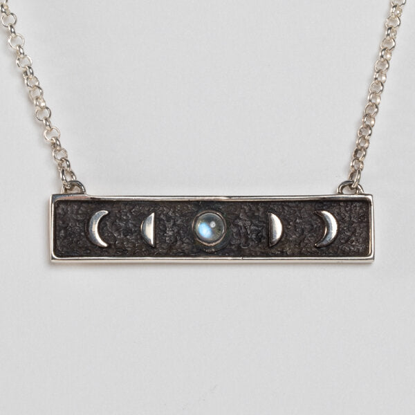 Sterling Silver Phases of the Moon Necklace