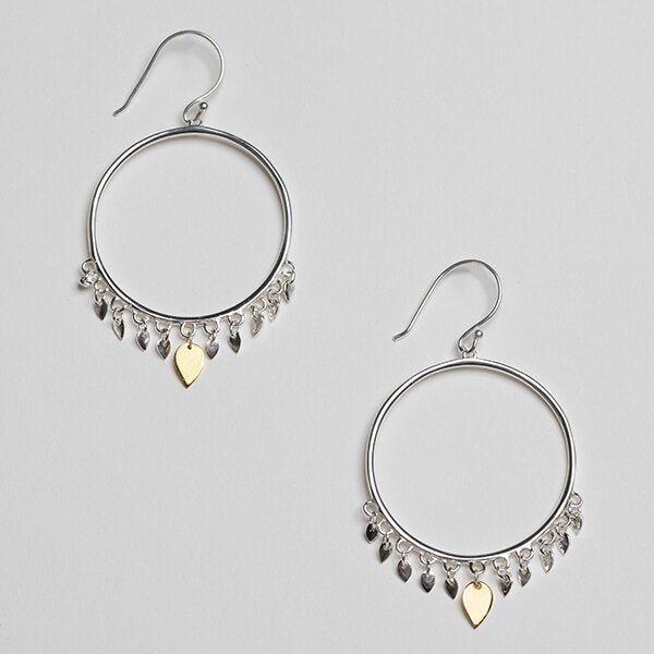 Sterling Silver Multi Leaf with 18k Gold Plate accent Earring