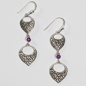 Sterling Silver Double Scrollwork Drop Earring