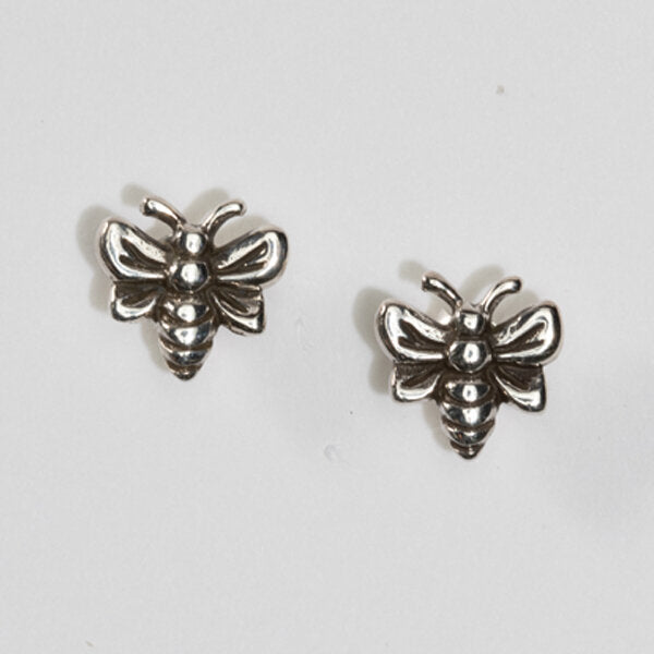 Sterling Silver Tiny Bee Stud Earring (also available with 18k Gold Plate)