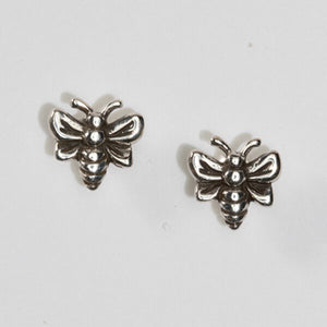 Sterling Silver Tiny Bee Stud Earring (also available with 18k Gold Plate)