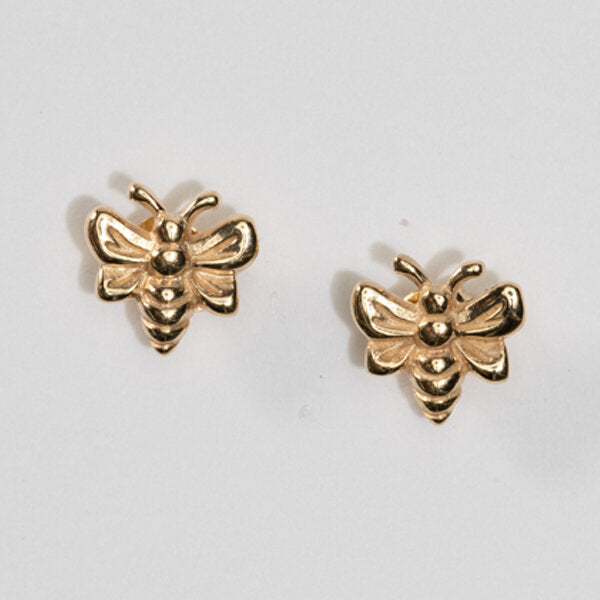 Sterling Silver Tiny Bee Stud Earring (also available with 18k Gold Plate)