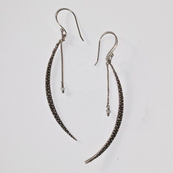 Sterling Silver Granulated Crescent Earring
