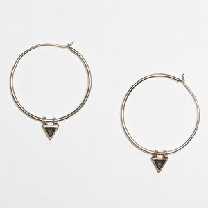 Sterling Silver Hoop with Dangling Triangle Earring