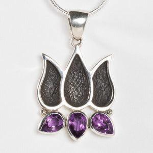 Sterling Silver Bejeweled Lotus Pendant