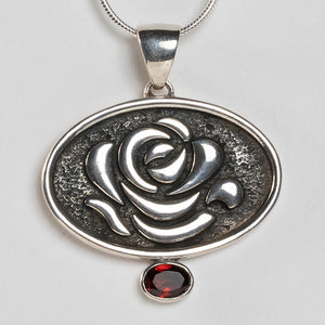 Sterling Silver Love Rose Necklace