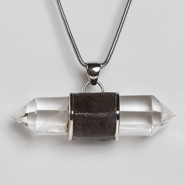 Sterling Silver Vertical Crystal Necklace