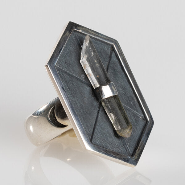 Sterling Silver Hexagon Crystal Ring