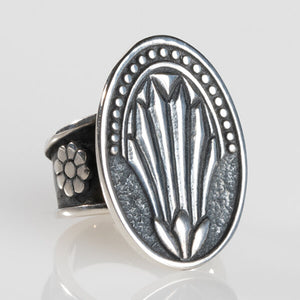 Sterling Silver Egyptian Inspired Lotus Ring