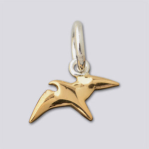 Sterling Silver with 18k Gold Plate Bird in Flight Charm Necklace