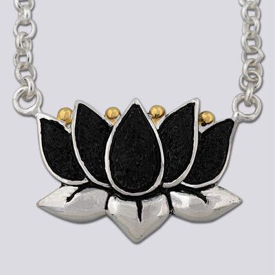 Sterling Silver Lotus with 18k Gold Plate accent Necklace