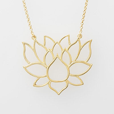 Sterling Silver Oxidized Open Lotus Necklace (also available with 18k Gold Plate)
