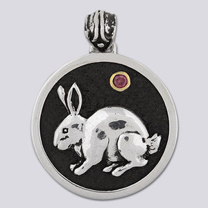 Sterling Silver Rabbit with 18k Gold Plate accent Pendant