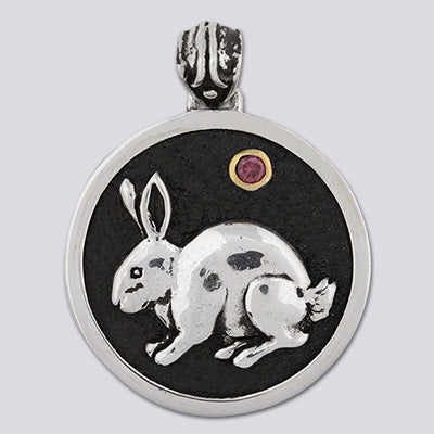 Sterling Silver Rabbit with 18k Gold Plate accent Pendant