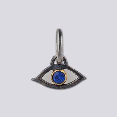 Sterling Silver Oxidized with 18k Gold Plate Eye Charm Necklace