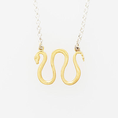 Sterling Silver Snake with 18k Gold Plate accent Necklace