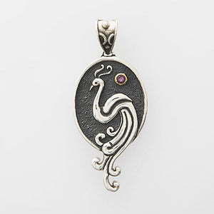 Sterling Silver Peacock with 18k Gold Plate accent Pendant