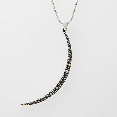 Sterling Silver Granulated Crescent Necklace
