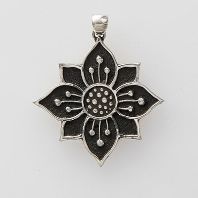 Sterling Silver Ornate Flower Pendant