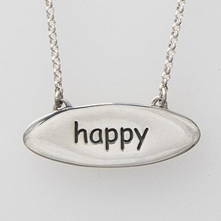 Sterling Silver Reversible “Muse/Happy” Necklace