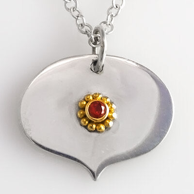 Sterling Silver with 18k Gold Plate accent Petal with Flower Necklace