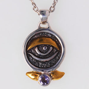 Sterling Silver Third Eye Chakra with 18k Gold Plate accent Necklace